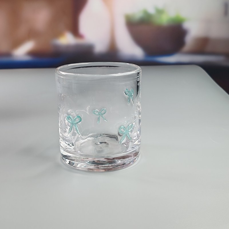 คุณภาพ 14oz Valentine's Decorative DOF Glass Bowknot Water Tumbler Glasses Mexico Icon Rock Glass Cup for Wedding Party Gift โรงงาน