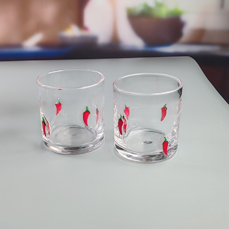 คุณภาพ 14oz Chili Decorative DOF Glass Heart Shape Water Tumbler Glasses Mexico Rock Glass Cup for Wedding Party Gift โรงงาน