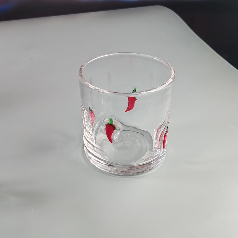 คุณภาพ 14oz Chili Decorative DOF Glass Heart Shape Water Tumbler Glasses Mexico Rock Glass Cup for Wedding Party Gift โรงงาน