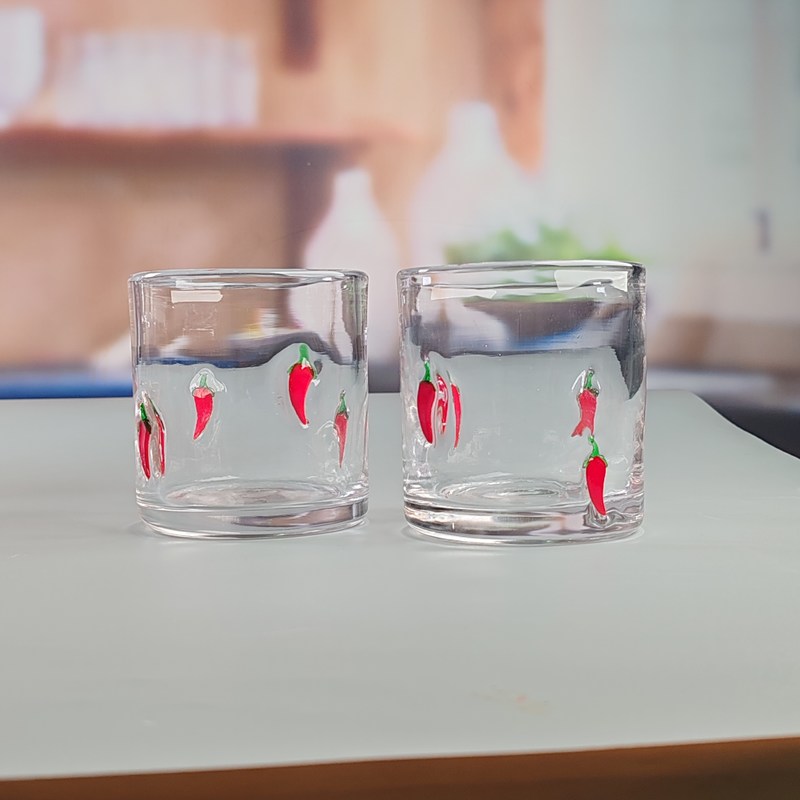 คุณภาพ 14oz Chili Decorative DOF Glass Heart Shape Water Tumbler Glasses Mexico Rock Glass Cup for Wedding Party Gift โรงงาน