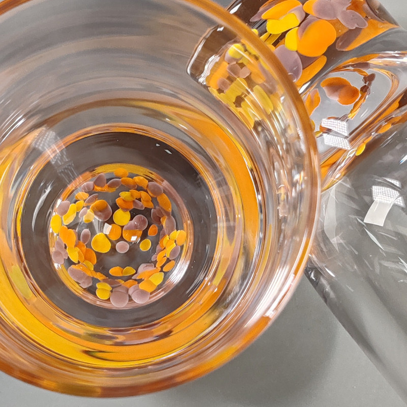 คุณภาพ Confetti Decorative DOF Glass Handmade Crystal Tumbler Water Glasses Mexico Rock Glass Cup for Wedding Party Gift โรงงาน