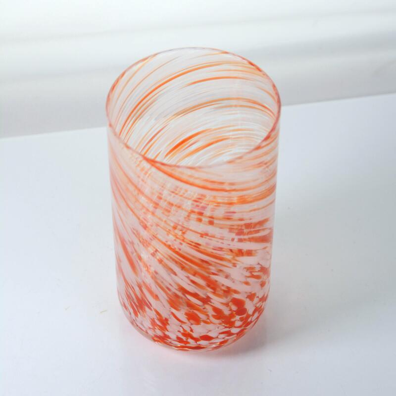 คุณภาพ Hand-blown Orange Swirl Confetti Glass Cup - Artisan Crafted Drinking Glass for Whiskey and Cocktails โรงงาน