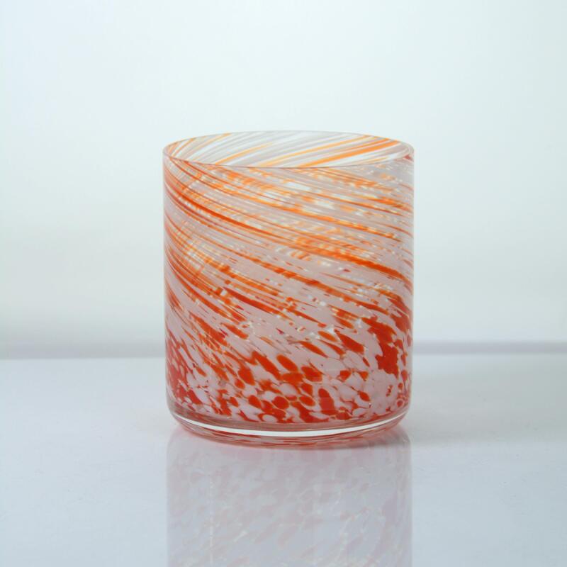 คุณภาพ Hand-blown Orange Swirl Confetti Glass Cup - Artisan Crafted Drinking Glass for Whiskey and Cocktails โรงงาน