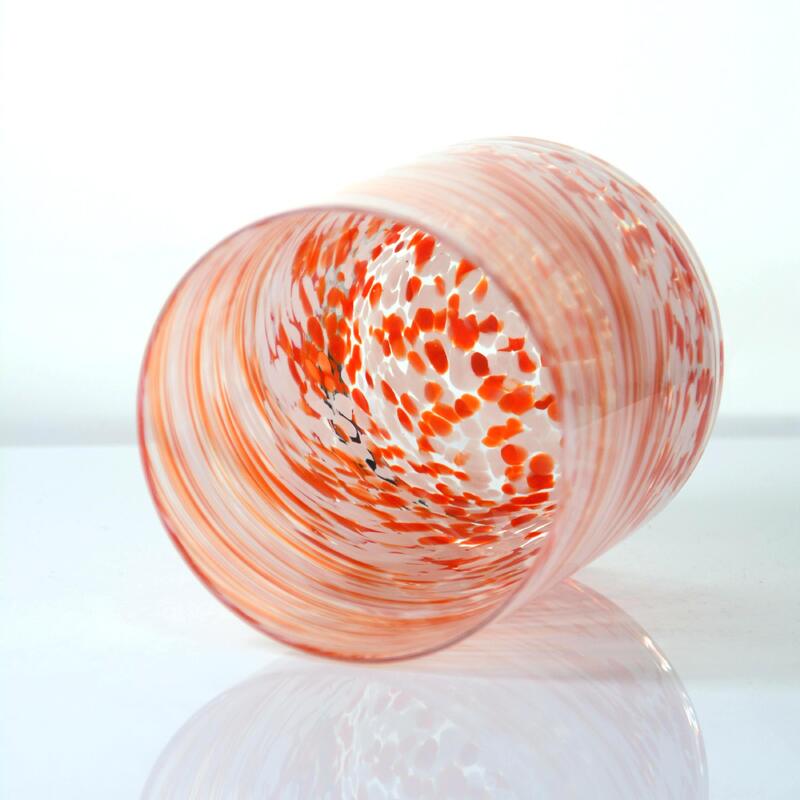 คุณภาพ Hand-blown Orange Swirl Confetti Glass Cup - Artisan Crafted Drinking Glass for Whiskey and Cocktails โรงงาน