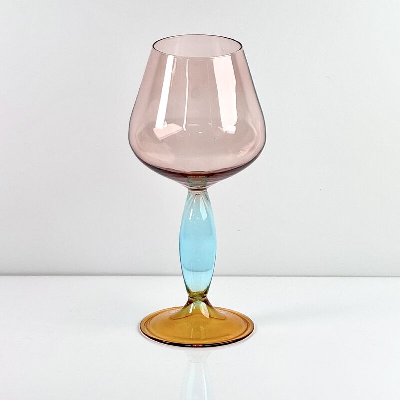 คุณภาพ Hand-Blown Gradient Color Borosilicate Wine Glasses, Multi-Color Artistic Stem Goblets for Wine, Cocktail, Home Bar & Party Decor โรงงาน