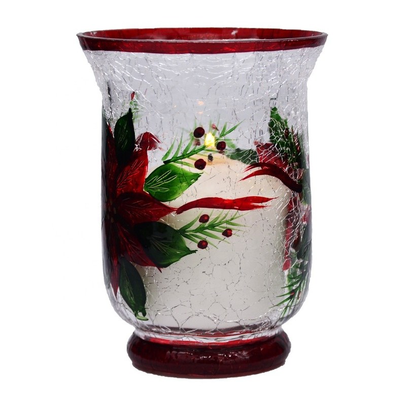 คุณภาพ Ice Crack Classic American Glass Hurricane Candle Holder โรงงาน