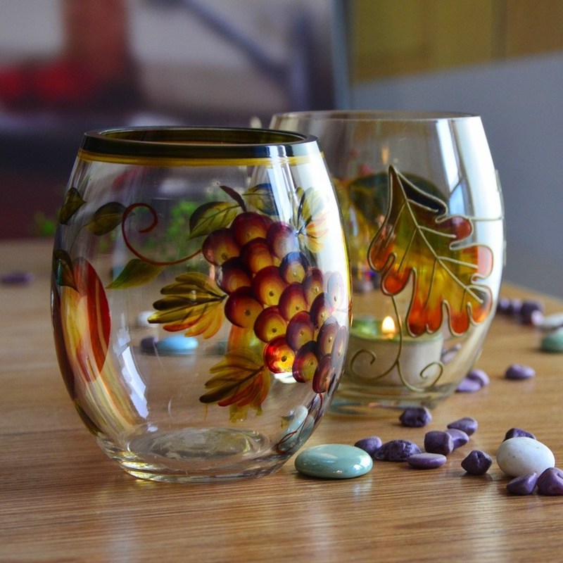 คุณภาพ Egg Shaped Beautiful Color Glass Cylinder Candle Holders , Glass Votive Candle Holders โรงงาน