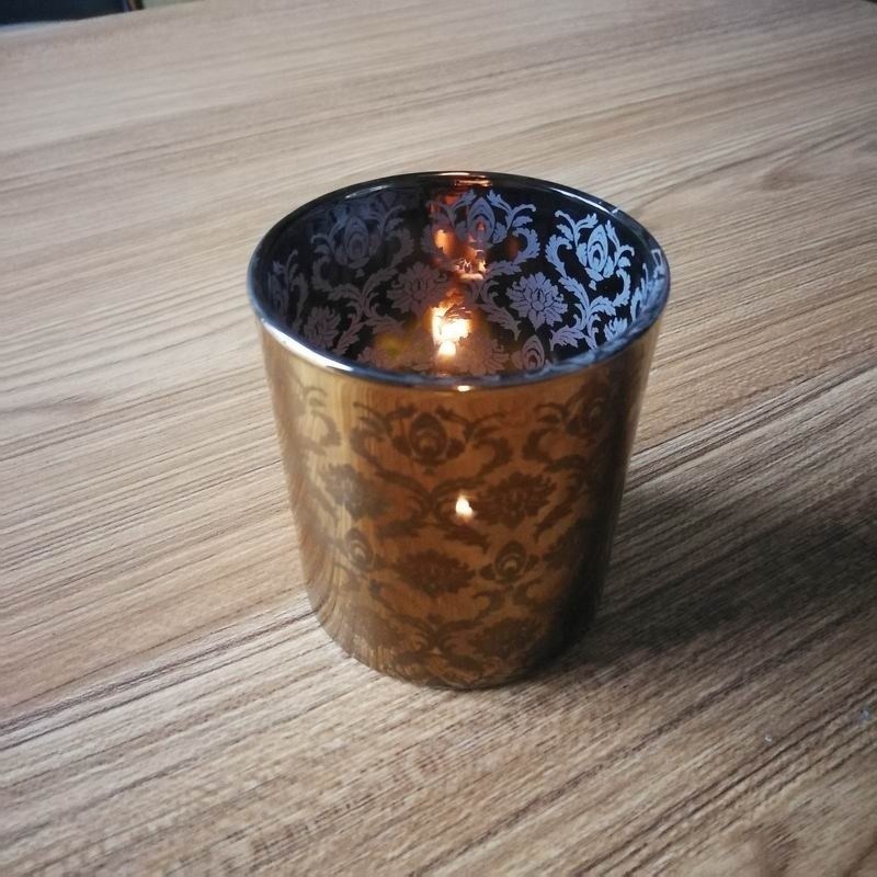 คุณภาพ Copper Glass Candle Holders With Laser Engrave Pattern โรงงาน