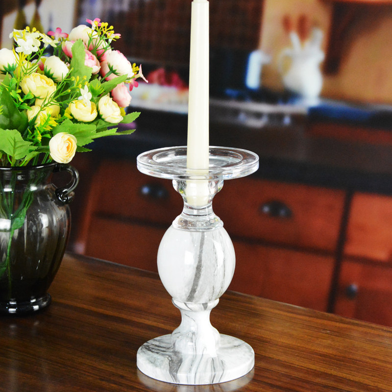 คุณภาพ Crystal 3 Size Long Stem Candle Holders With Marble Planet โรงงาน