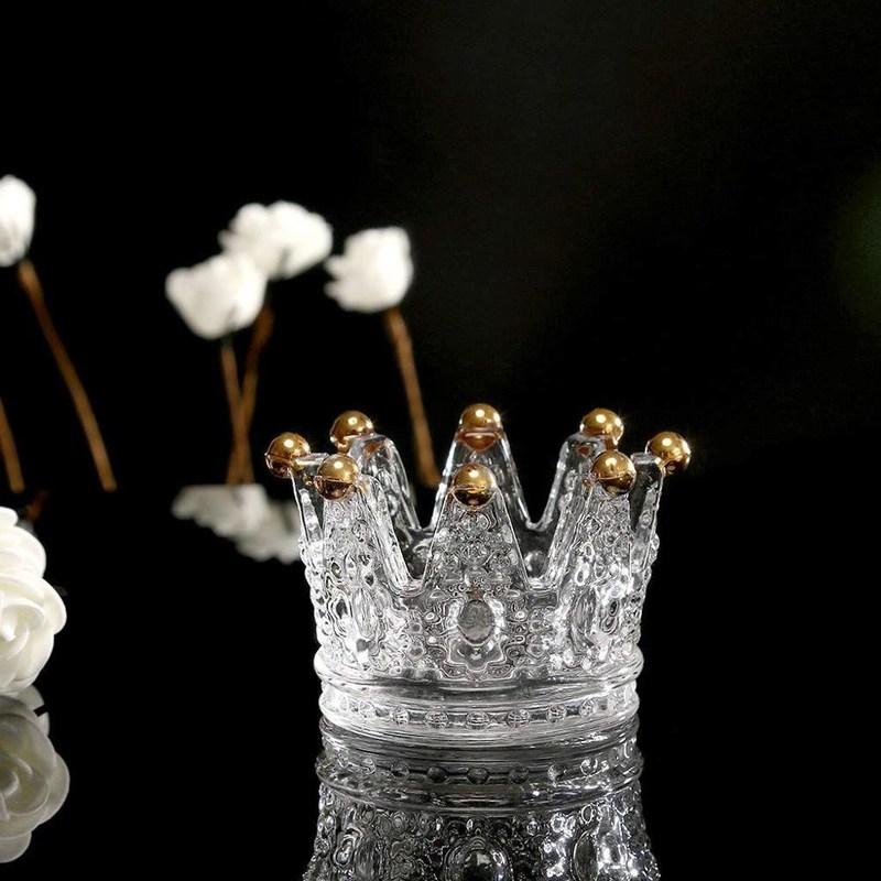 คุณภาพ Classic Crown Clear Glass Candle Holders โรงงาน