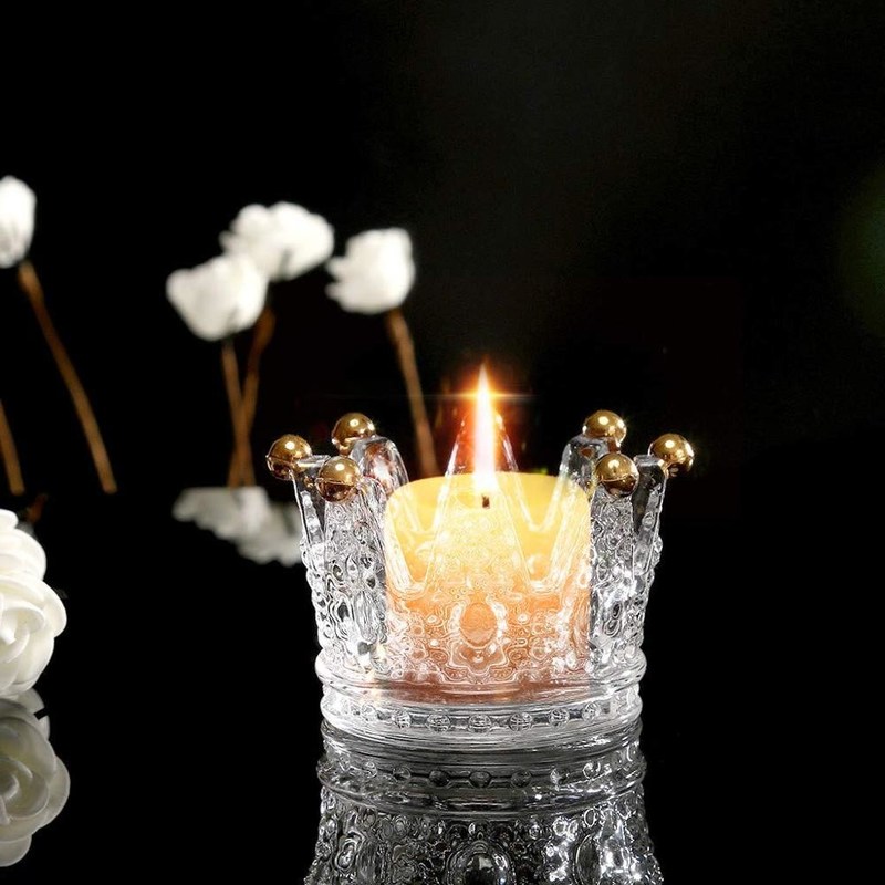 คุณภาพ Classic Crown Clear Glass Candle Holders โรงงาน