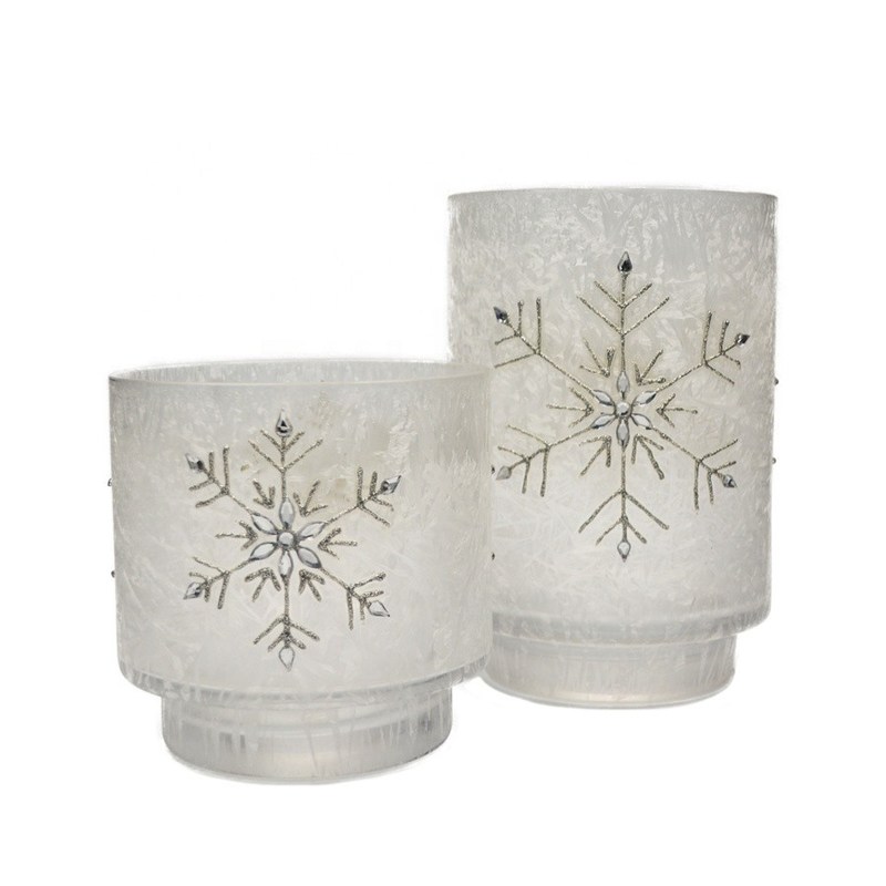 คุณภาพ Snow Flake Glass Candle Holders โรงงาน