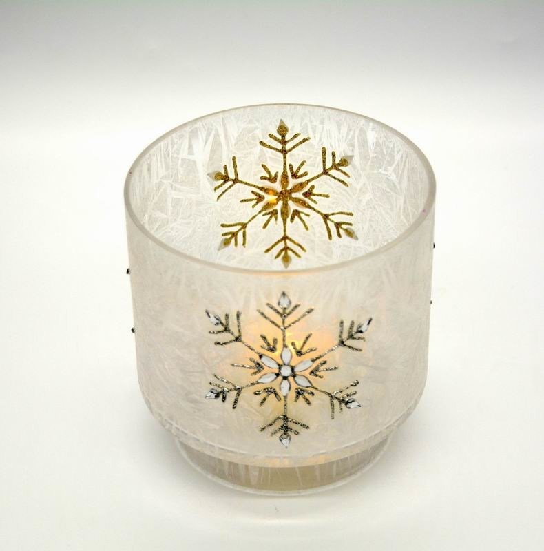 คุณภาพ Snow Flake Glass Candle Holders โรงงาน