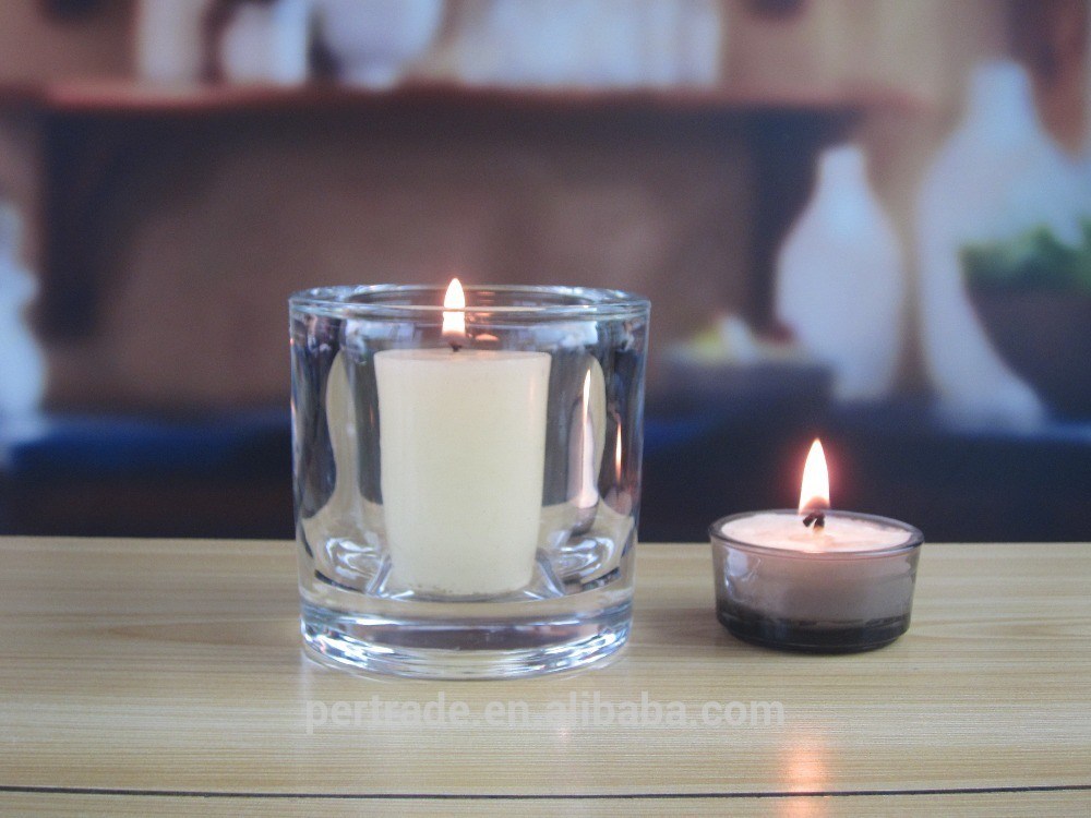 คุณภาพ Thick Wall Glass Cylinder Candle Holders For Table Decoration โรงงาน