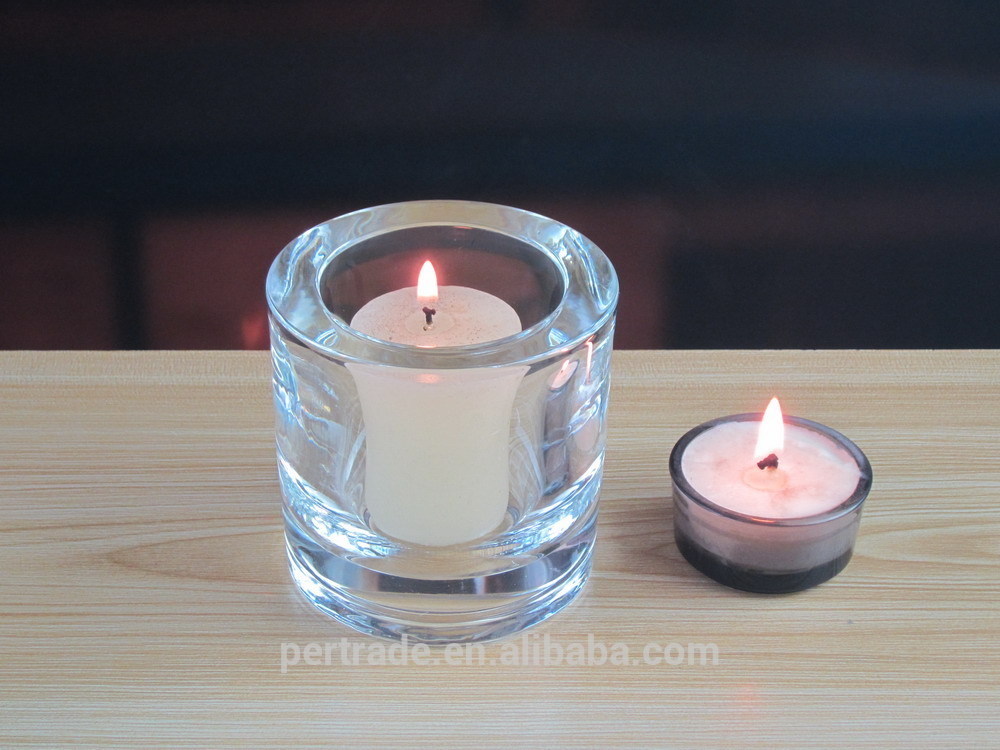 คุณภาพ Thick Wall Glass Cylinder Candle Holders For Table Decoration โรงงาน