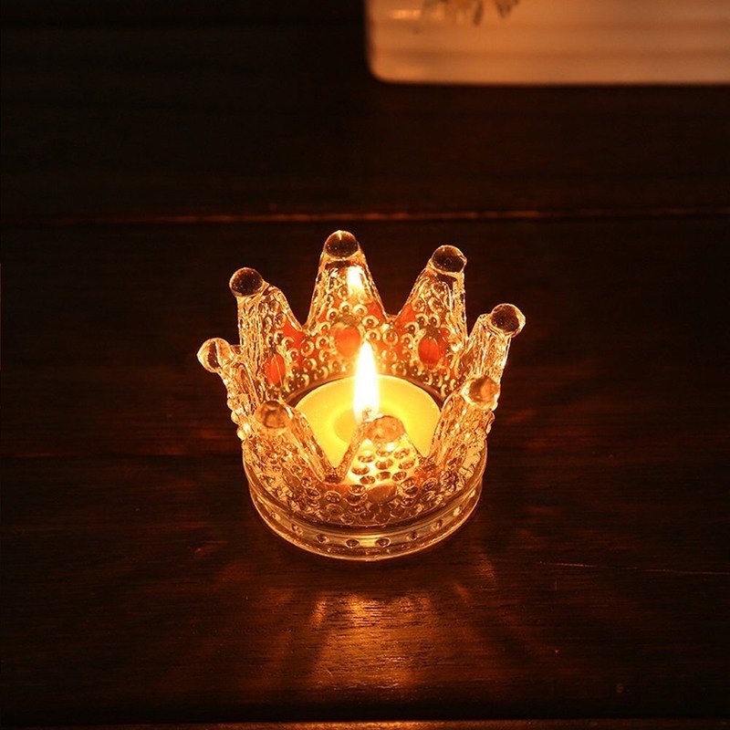 คุณภาพ Romantic Crown Tea Light Mini Votive Candle Holders ,  Glass Cylinder Candle Holders For Party โรงงาน