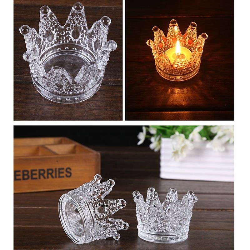 คุณภาพ Romantic Crown Tea Light Mini Votive Candle Holders ,  Glass Cylinder Candle Holders For Party โรงงาน