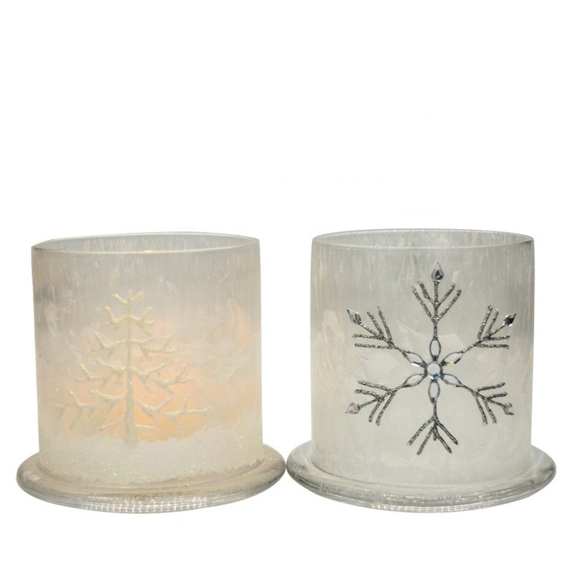 คุณภาพ Frost Glass Candle Holders , Glass Cylinder Candle Holders For Holiday Decoration โรงงาน
