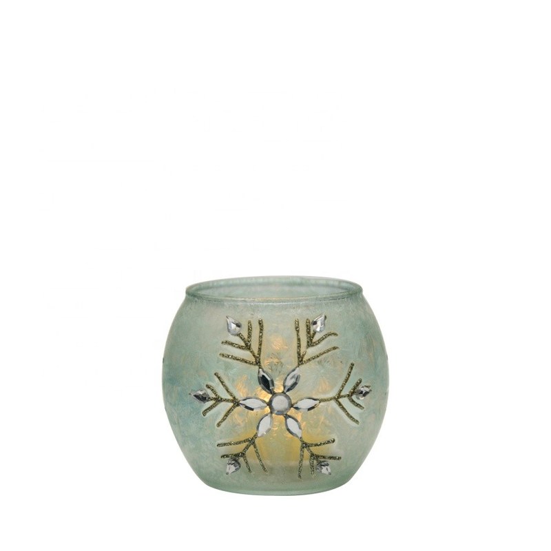 คุณภาพ Handpainted Christmas Snowflake Glass Cylinder Candle Holders โรงงาน