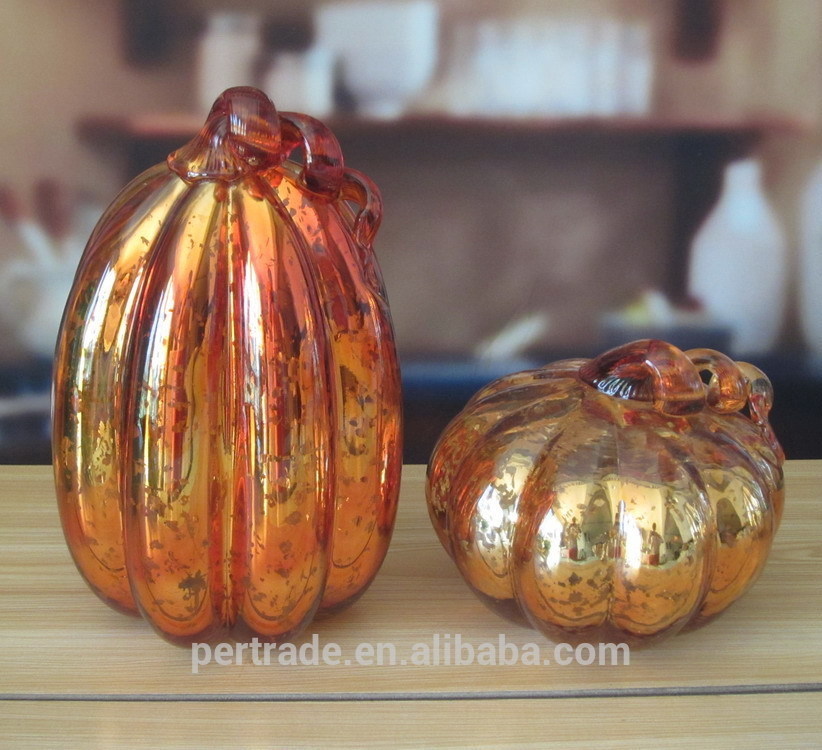 คุณภาพ Pumpkin Lantern Antique Glass Candle Holders For Halloween โรงงาน