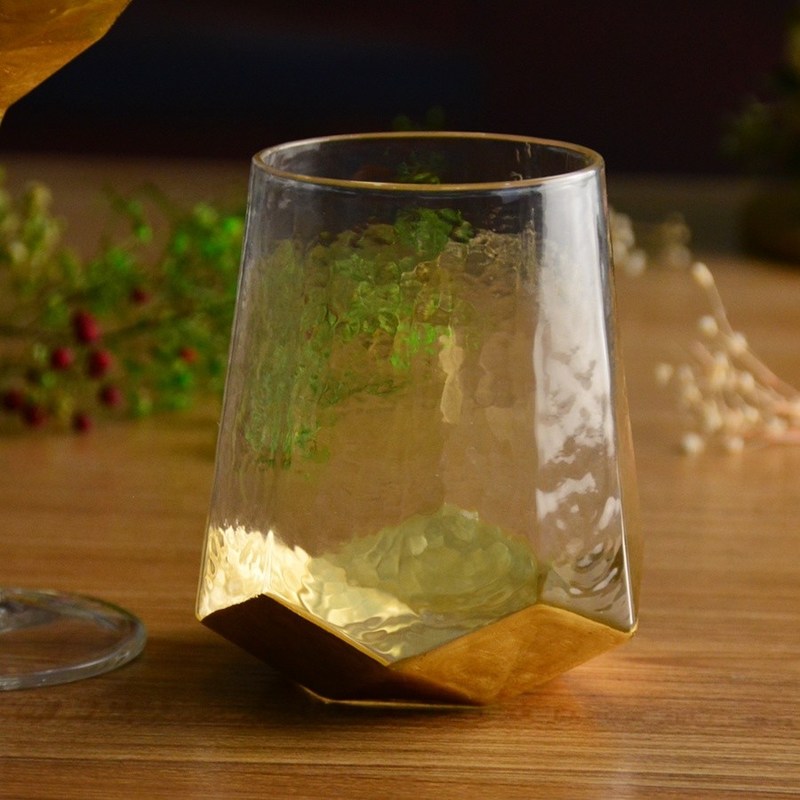 คุณภาพ Customize Stemless Gold Foil Decorated Crystal Wine Glass โรงงาน