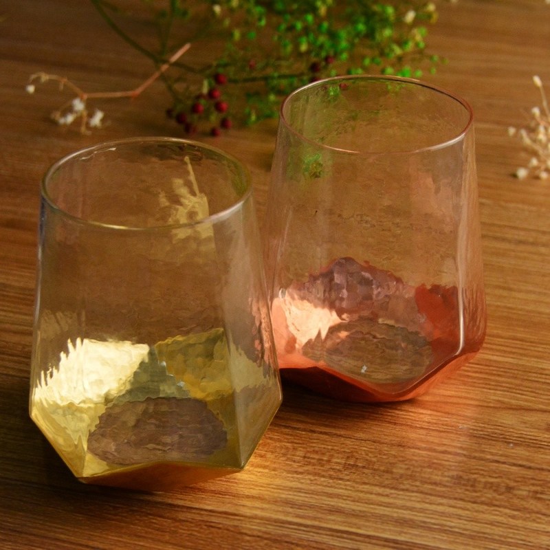 คุณภาพ Customize Stemless Gold Foil Decorated Crystal Wine Glass โรงงาน
