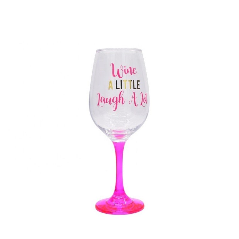 คุณภาพ 340ml Crystal Wine Glass With Funny Fonts Decal Decoration โรงงาน