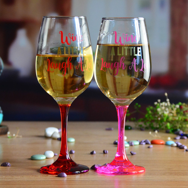 คุณภาพ 340ml Crystal Wine Glass With Funny Fonts Decal Decoration โรงงาน