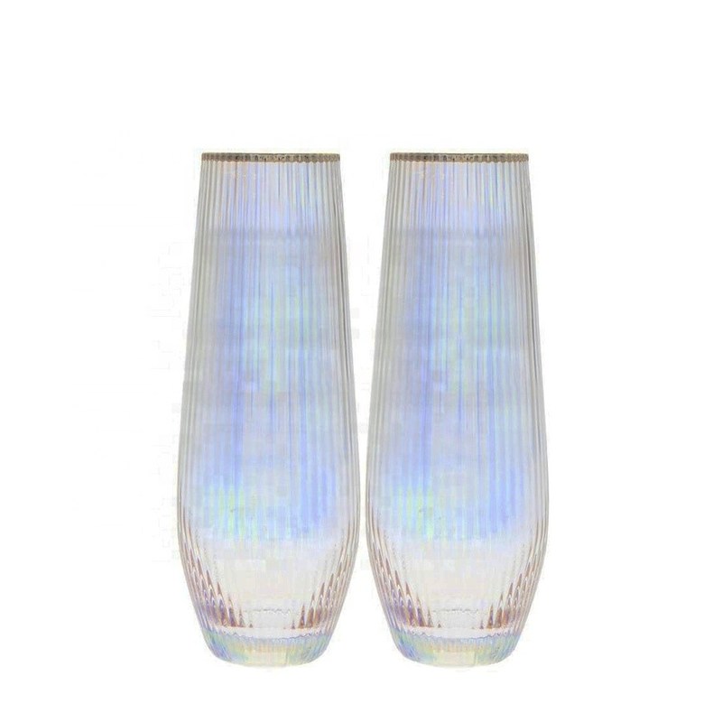 คุณภาพ Ion Plated Rainbowl 16 Oz Stemless Wine Glass , Antique Crystal Wine Glasses โรงงาน