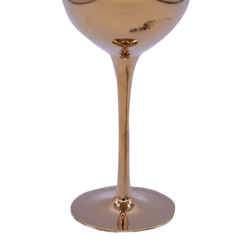 คุณภาพ Gold Plated 16oz Crystal Wine Glass With Decal Logo For Gift โรงงาน