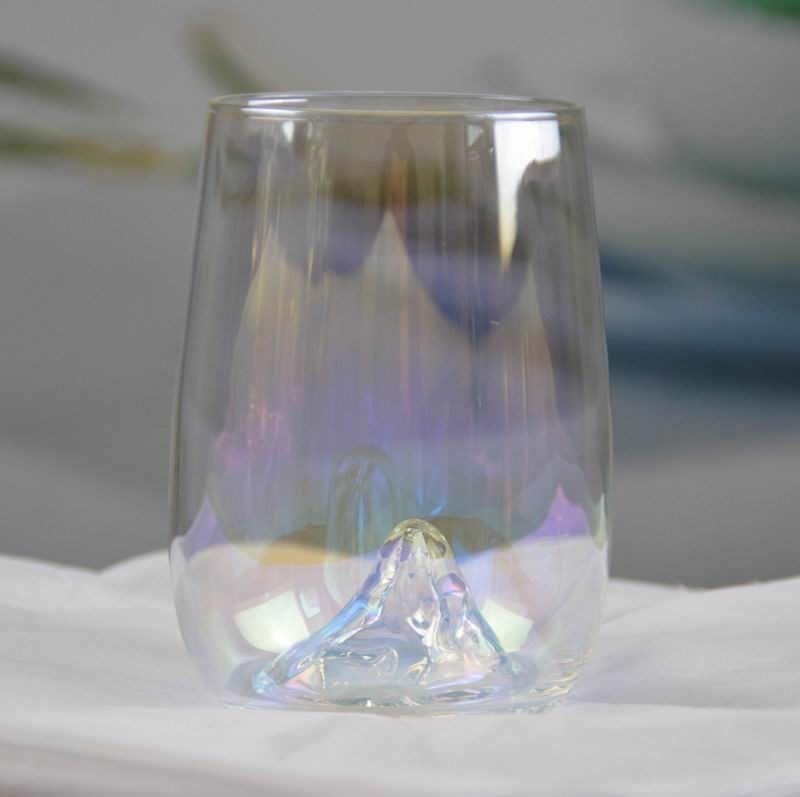 คุณภาพ Ice Mountain Bottom Crystal Wine Glass With Ion Plated Irridescent โรงงาน
