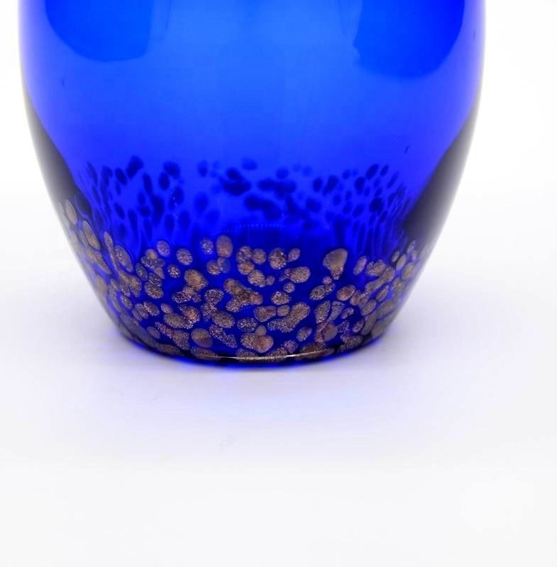 คุณภาพ Handblowned Blue Rock Golden Dots Crystal Wine Glass โรงงาน