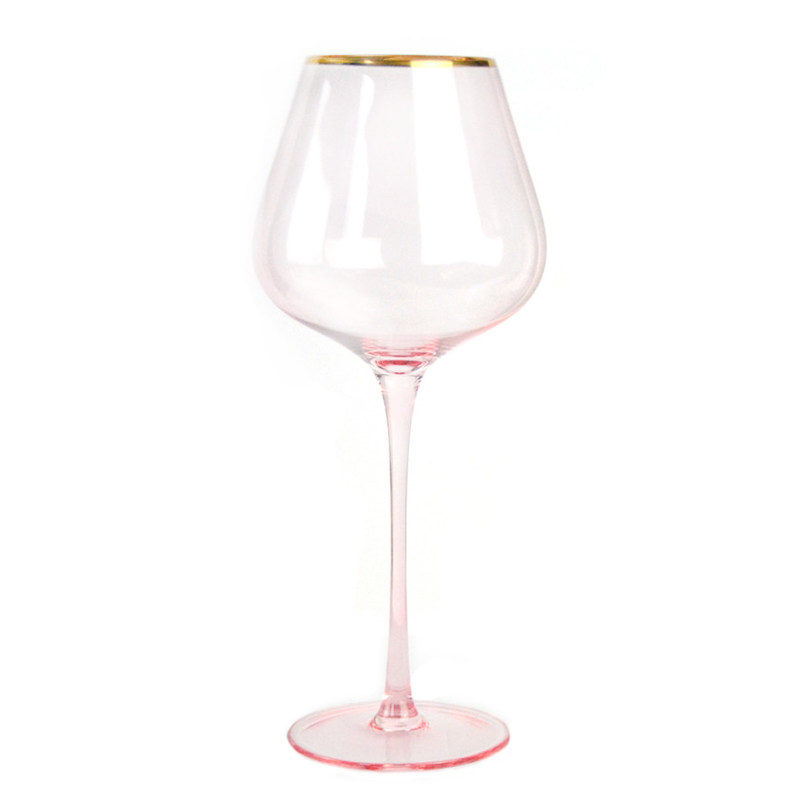 คุณภาพ Gold Rim Pink Crystal Wine Glass For Holiday Party โรงงาน
