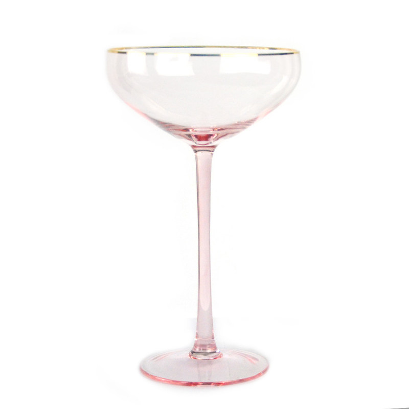 คุณภาพ Gold Rim Pink Crystal Wine Glass For Holiday Party โรงงาน