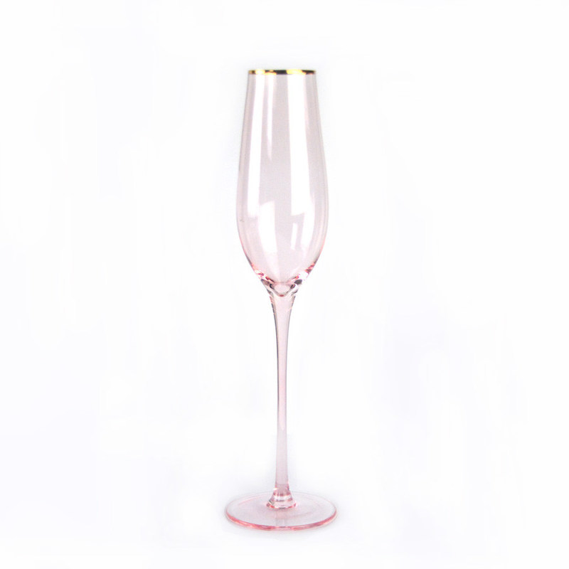 คุณภาพ Gold Rim Pink Crystal Wine Glass For Holiday Party โรงงาน