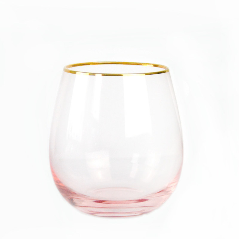 คุณภาพ Gold Rim Pink Crystal Wine Glass For Holiday Party โรงงาน