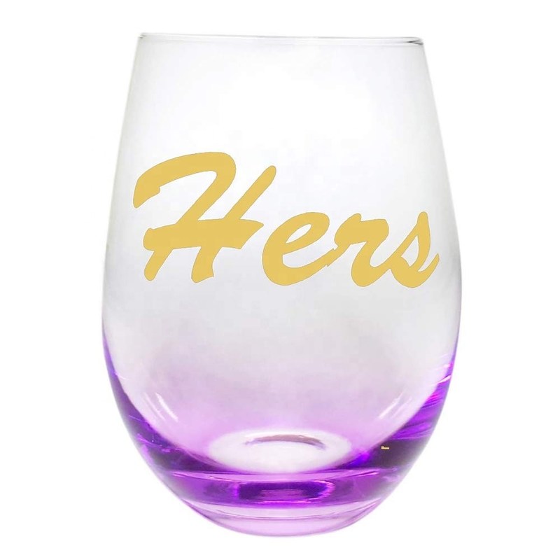 คุณภาพ Egg Shape  Stemless Clear Wine Glass ，Clear Stemless Wine Glasses With Golden Fonts โรงงาน