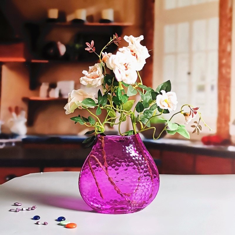 คุณภาพ Home Decoration 8" Fish Style Vintage Pink Glass Vase โรงงาน