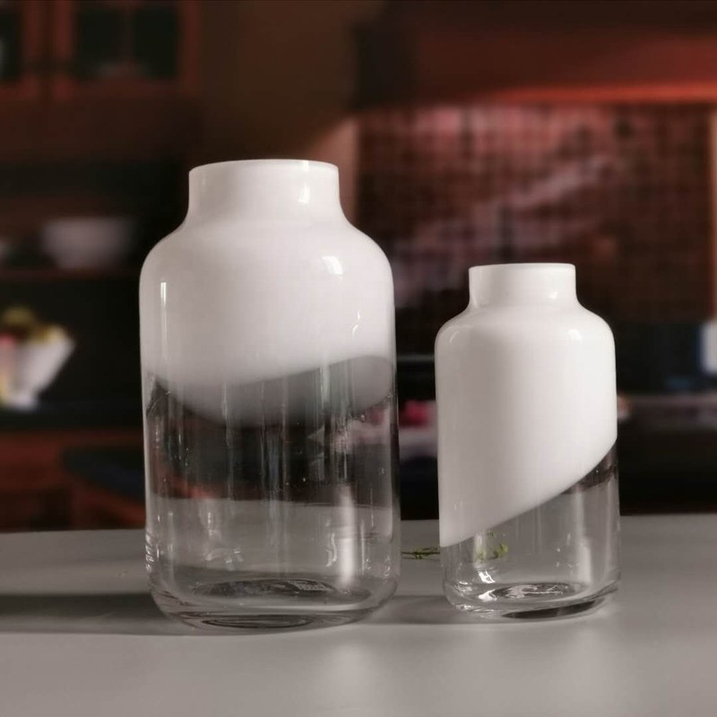 คุณภาพ Hand Made Solid White Top Half Ceramic Glass Jar Vase โรงงาน