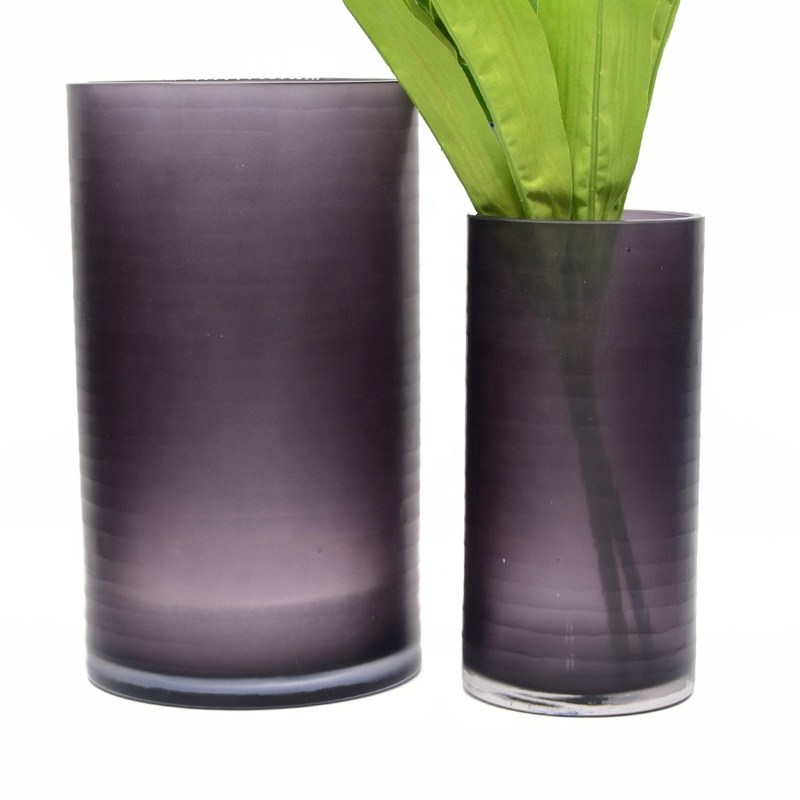คุณภาพ Hand Engraved Cylinder Decorative Glass Vase ,  Cylinder Vase Centerpieces With Pattern โรงงาน