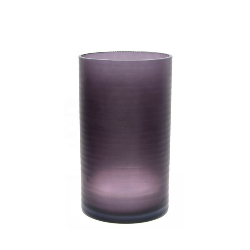 คุณภาพ Hand Engraved Cylinder Decorative Glass Vase ,  Cylinder Vase Centerpieces With Pattern โรงงาน