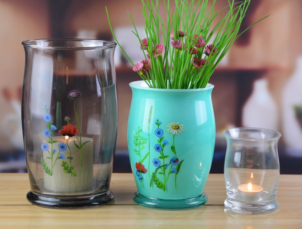 คุณภาพ Classic Antique Colored Glass 12 Inch Glass Vase โรงงาน