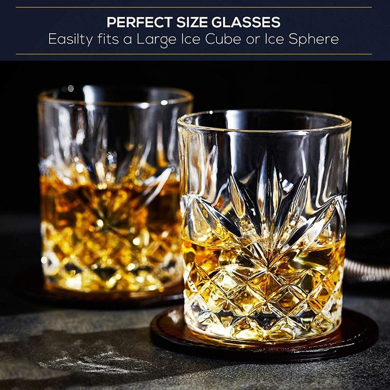 คุณภาพ Old Fashioned Lead Free Embossed 10 Oz Whiskey Glasses , Whiskey Tasting Glasses โรงงาน