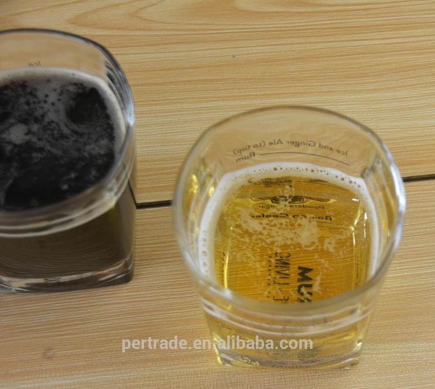 คุณภาพ Set Of Four Square 240ml Fancy Whiskey Glass With Decal โรงงาน