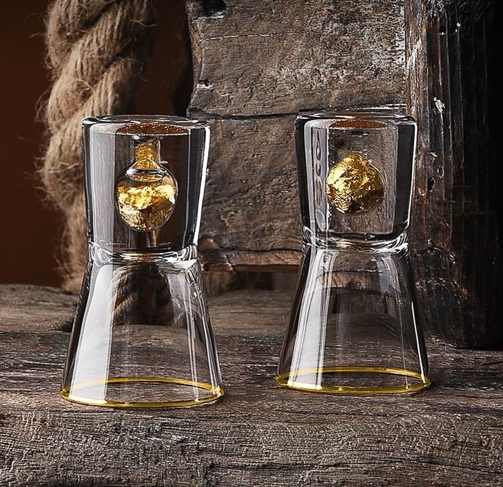 คุณภาพ Gold Foil Bottom Shot Glass Set โรงงาน