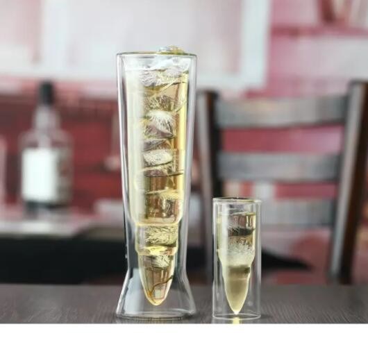 คุณภาพ Bullet Shaped Double Wall 45ml Unique Shot Glasses โรงงาน