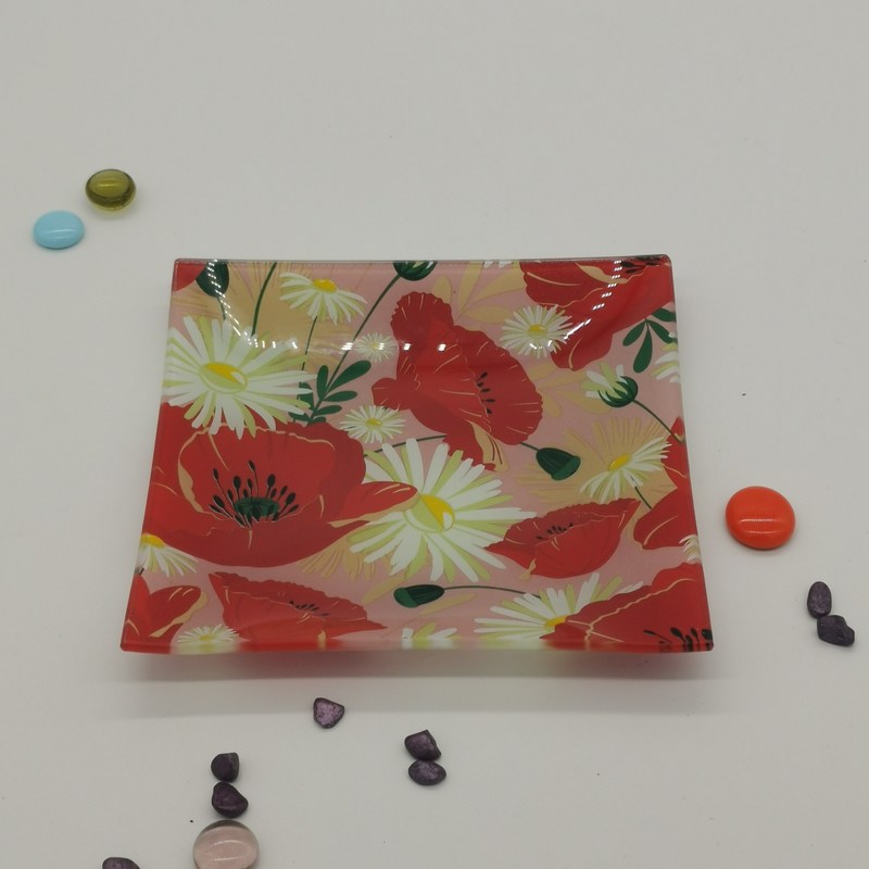 คุณภาพ Customize Color Ins Cactus Square Glass Dinner Plates โรงงาน