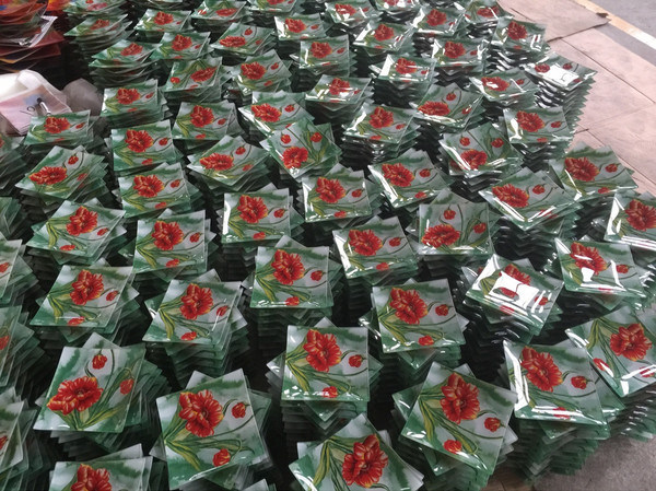 คุณภาพ Customize Color Ins Cactus Square Glass Dinner Plates โรงงาน