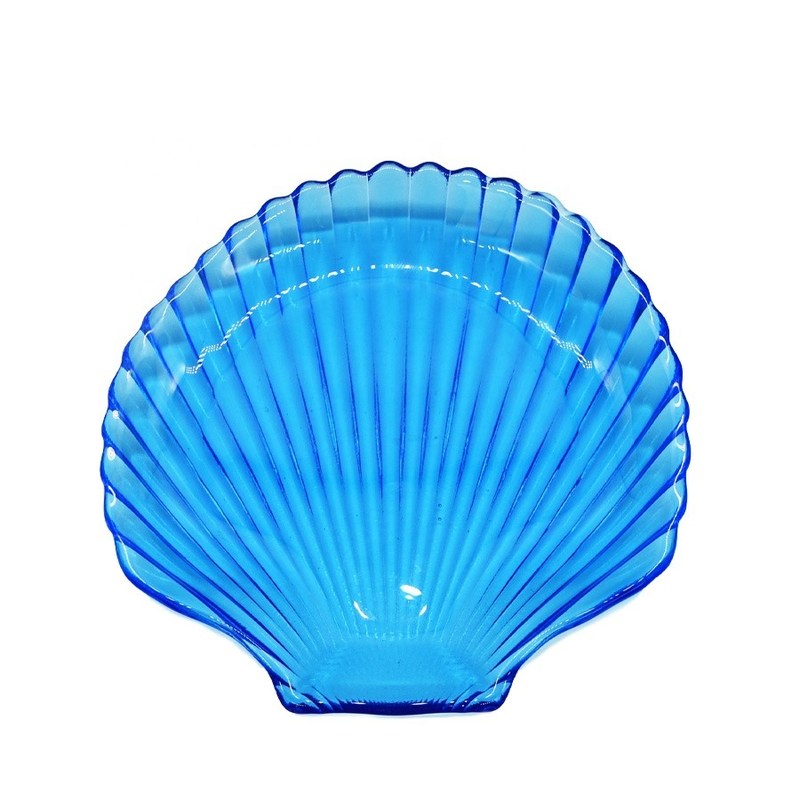 คุณภาพ Ocean Series Sea Shell Blue Glass Charger Plate For Dessert โรงงาน