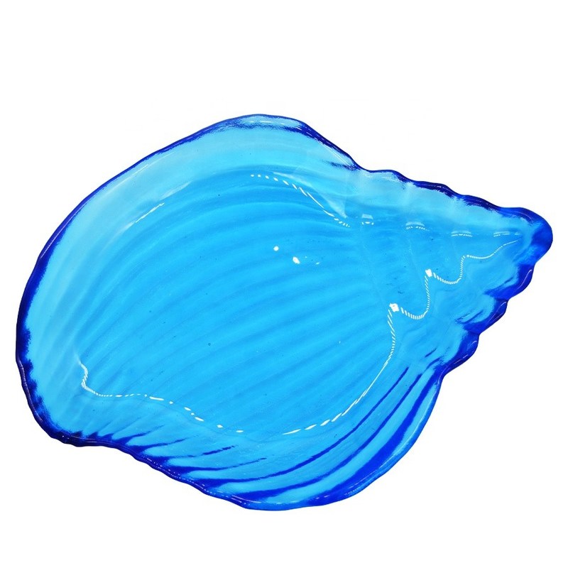 คุณภาพ Ocean Series Sea Shell Blue Glass Charger Plate For Dessert โรงงาน